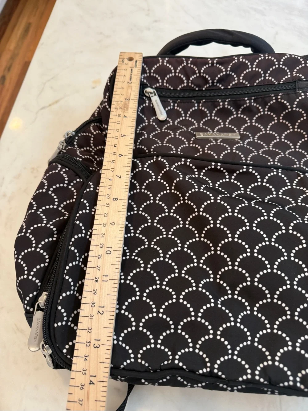 Bananafish Diaper Bag Backpack Black White Quilted Baby Travel Organizer